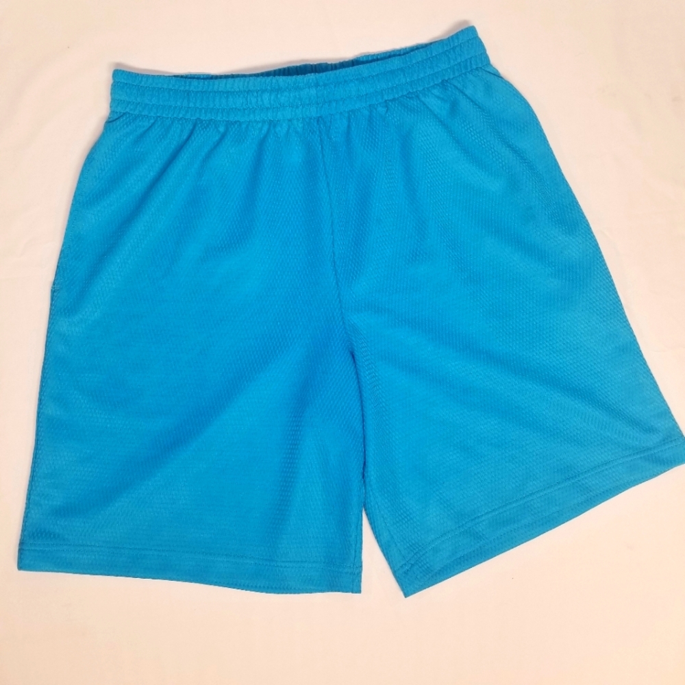 Athletic Works Men Size M 32-34 Elastic Waist Drawstring Bright Blue Mesh Shorts